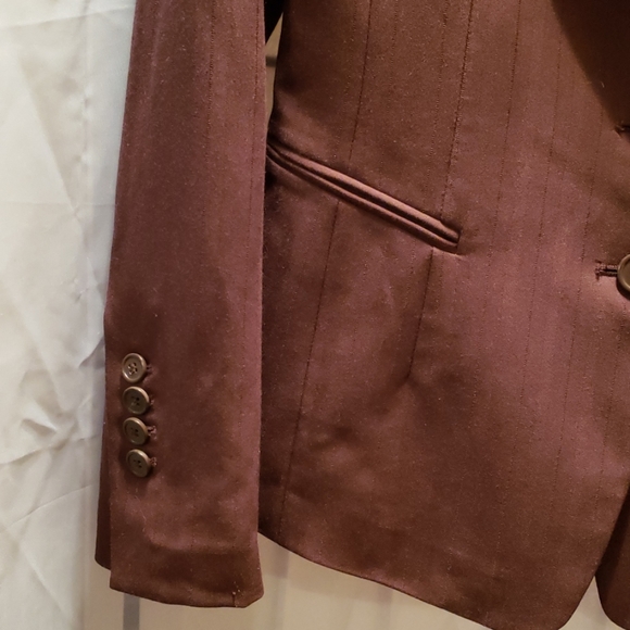 H&M BROWN 2-BUTTON POLY/RAYON BLAZER SZ 6 - Picture 3 of 8